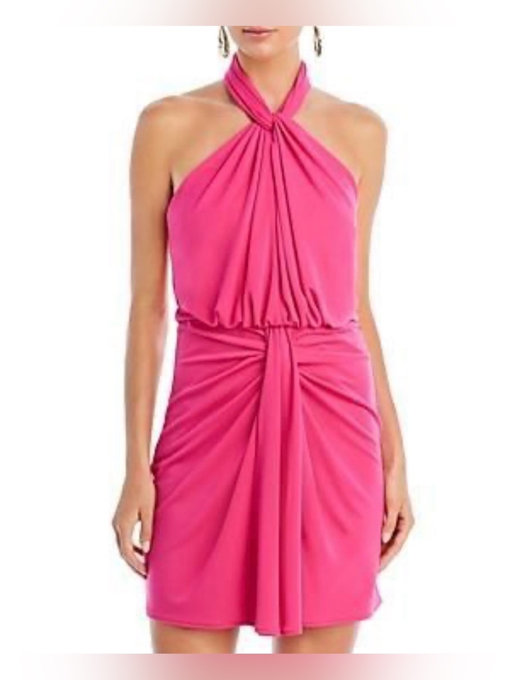 CINQ À SEPT Kaily Draped Halter Mini-Dress Pink Dahlia✨NEW $345 Sz 4